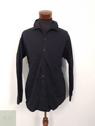 Camisa Hombre Vintage Negro Liso Talla ML