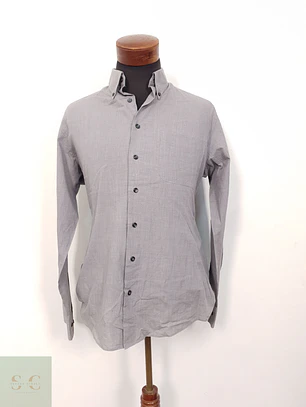 Camisa Hombre Vintage Gris Liso Talla M