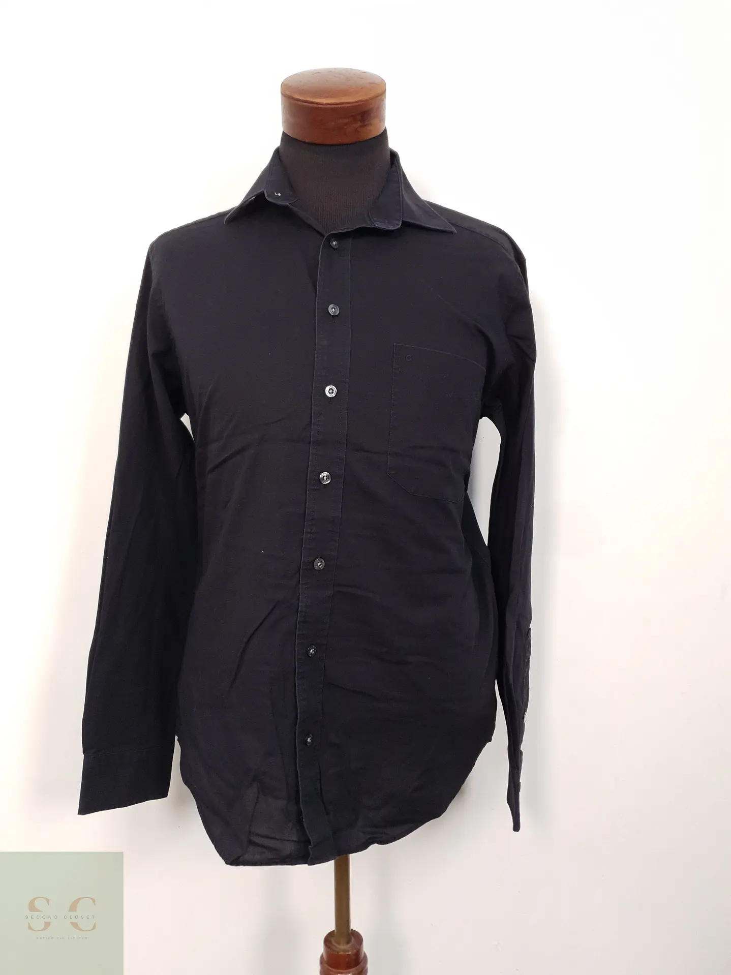 Camisa Hombre Canda Negro Liso Talla M 1