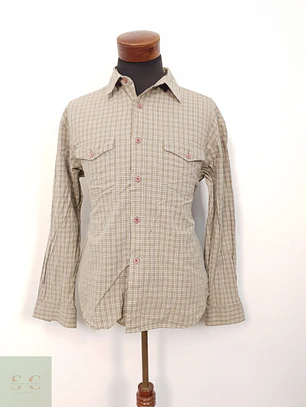 Camisa Hombre Jeps Beige Cuadros Talla L