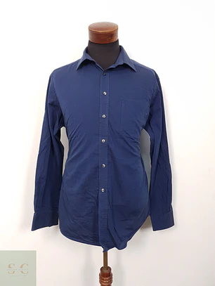 Camisa Hombre Canda Azul Liso Talla L
