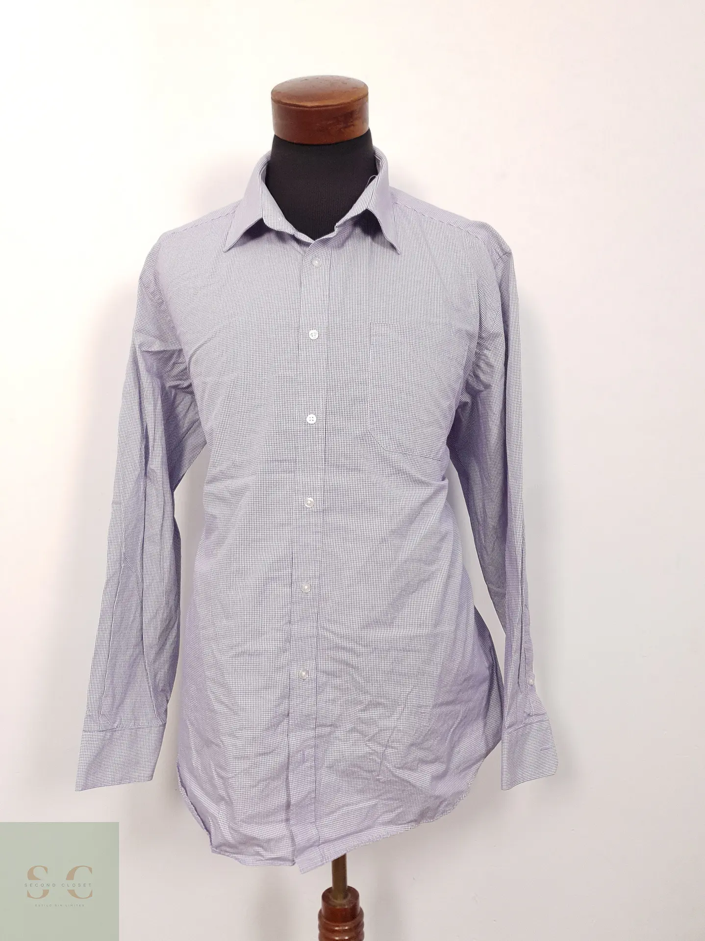 Camisa Hombre Canda Violeta Microcuadros Talla XXL 1