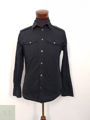Camisa Hombre H&M Negro Lisa Talla M