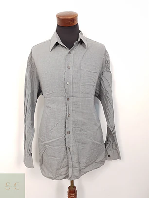 Camisa Hombre Vintage Gris Microcuadros Talla XXL