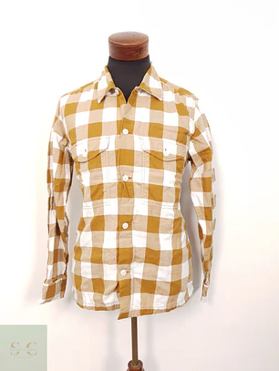 Camisa Hombre Hugo Boss Café Blanco Cuadros Talla M