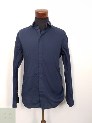 Camisa Hombre H&M Azul Liso Talla L
