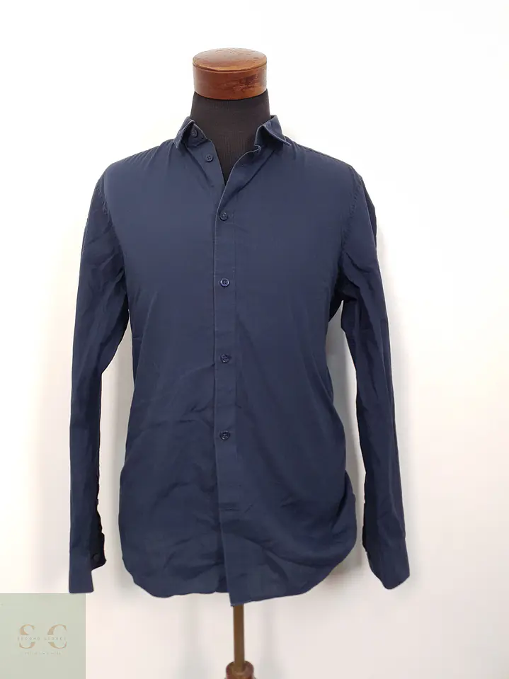 Camisa Hombre H&M Azul Liso Talla L 1