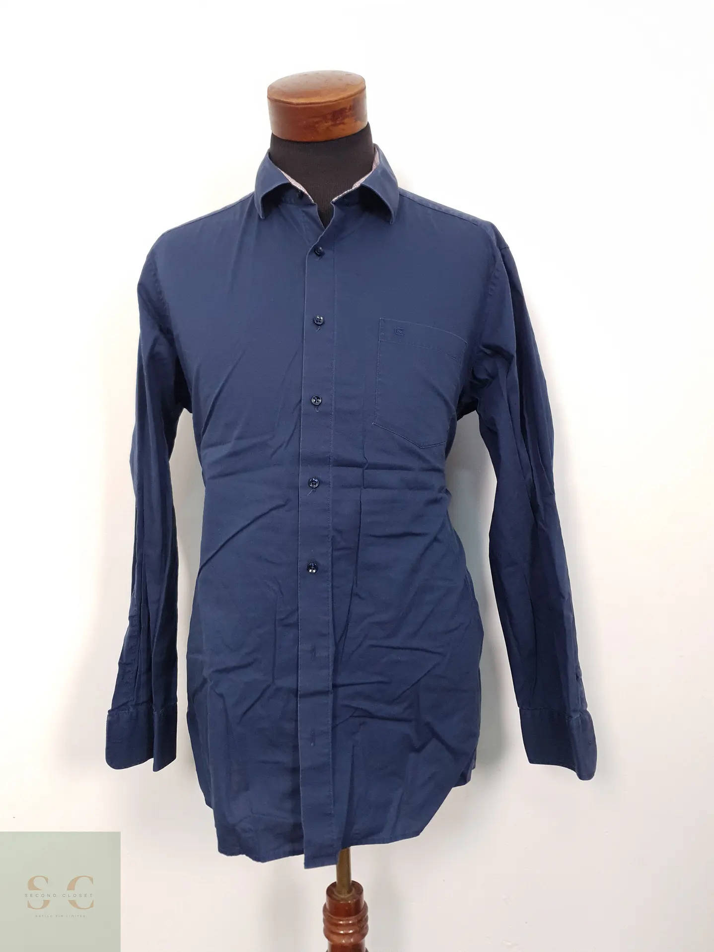 Camisa Hombre Casamoda Azul Liso Talla XL 1