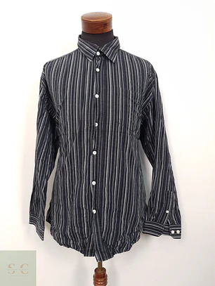 Camisa Hombre Vanvaan Negro Gris Rayas Talla XXL