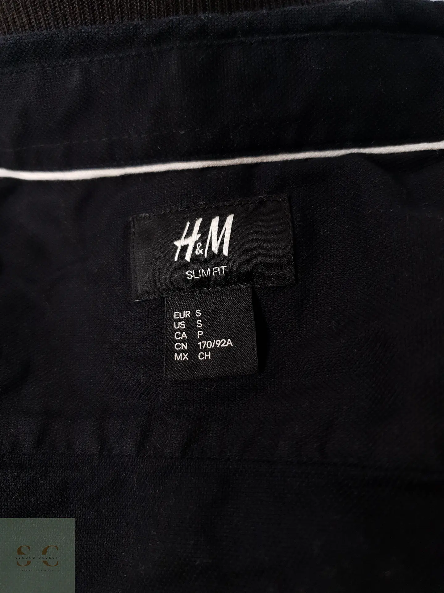 Camisa Hombre H&M Negro Lisa Talla S SLIM FIT 3