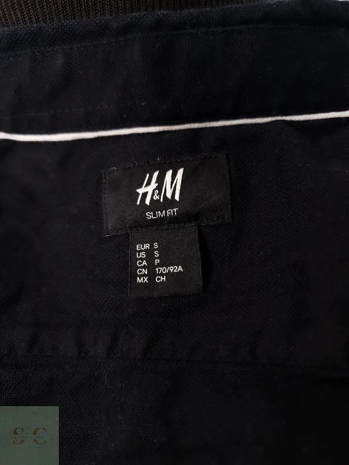 Camisa Hombre H&M Negro Lisa Talla S SLIM FIT 3