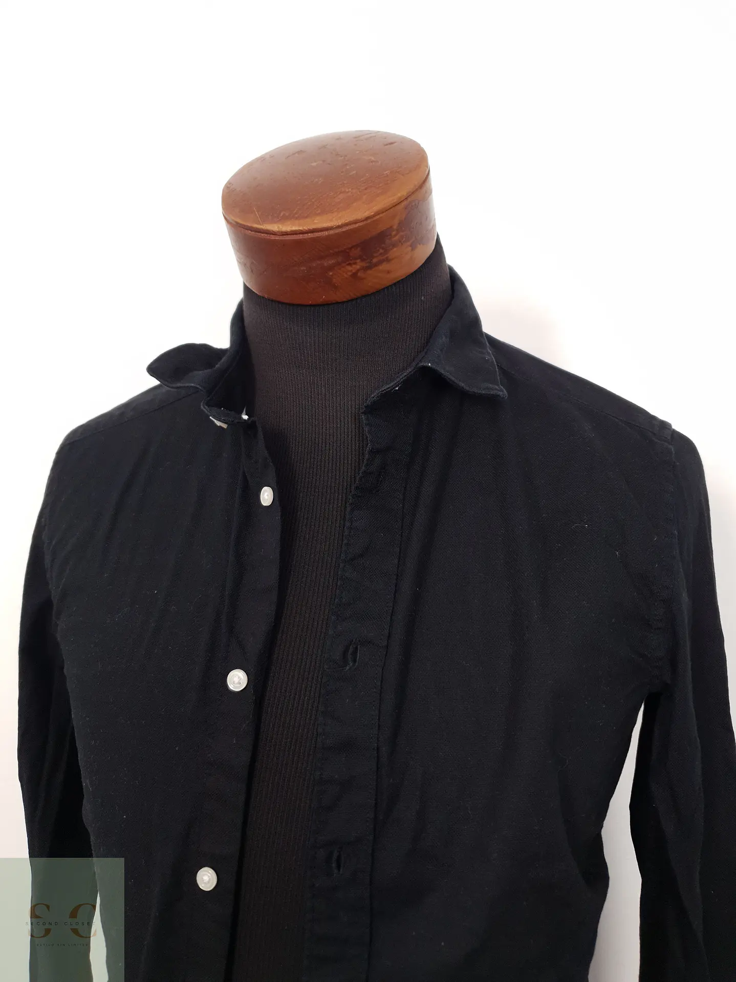 Camisa Hombre H&M Negro Lisa Talla S SLIM FIT 2