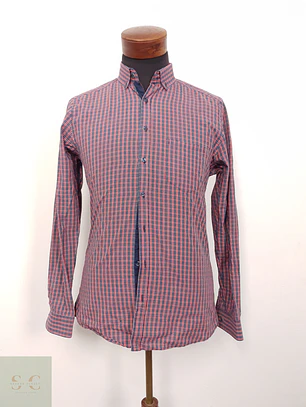 Camisa Hombre Angelo Litrico Rojo Azul Rombos Talla S