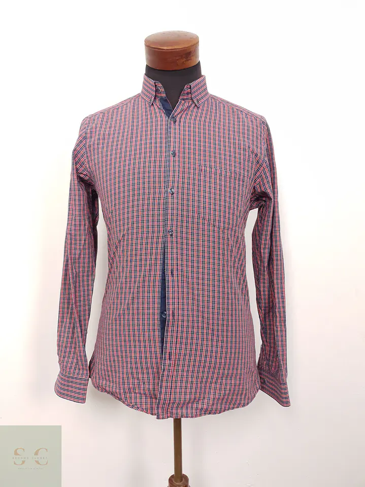 Camisa Hombre Angelo Litrico Rojo Azul Rombos Talla S 1