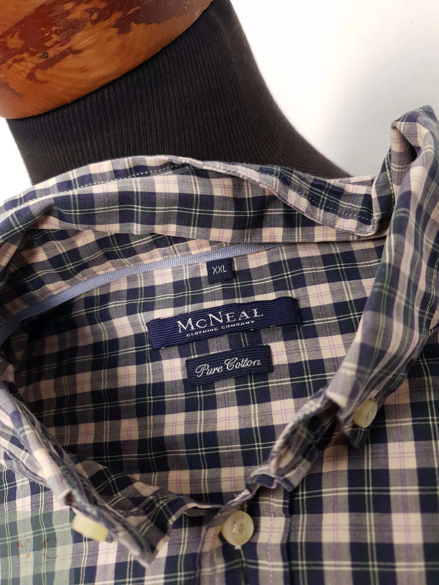 Camisa Hombre MC Neal Azul Gris Cuadros Talla XXL 3