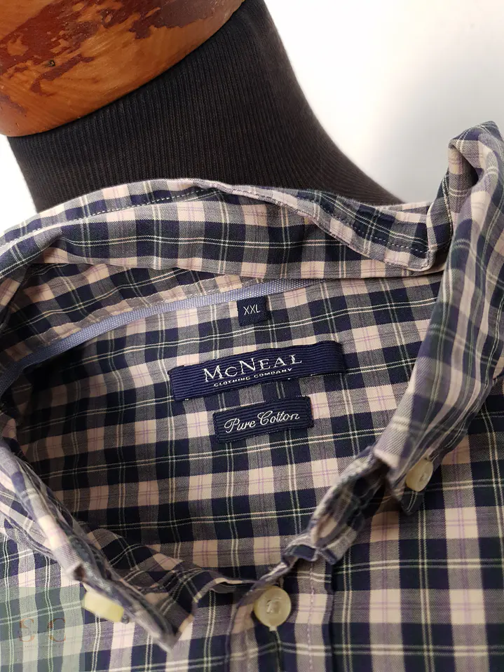 Camisa Hombre MC Neal Azul Gris Cuadros Talla XXL 3
