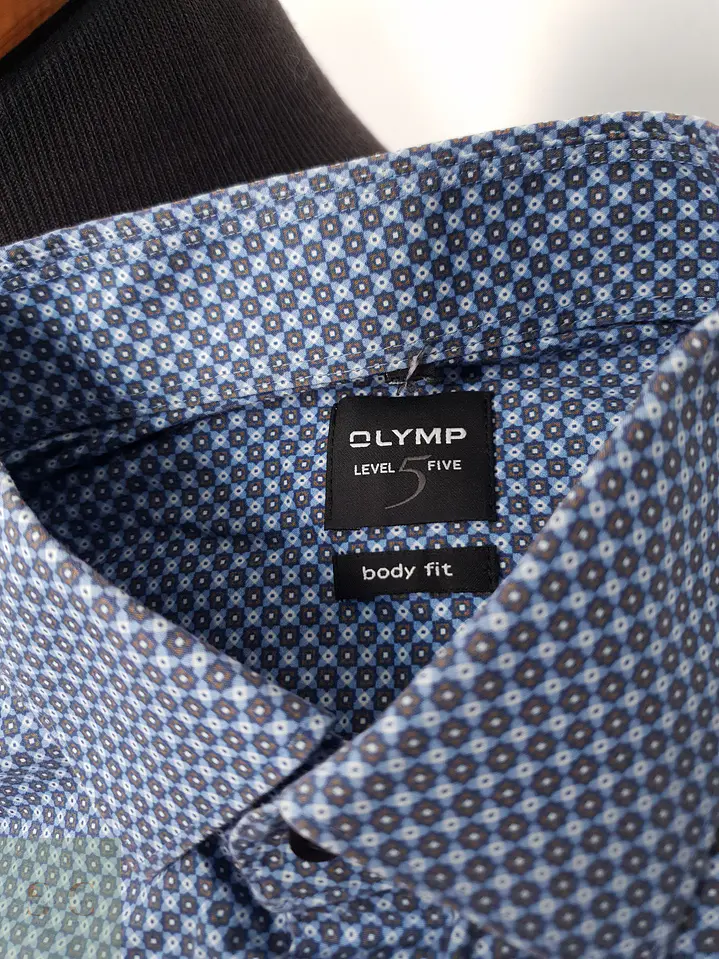 Camisa Hombre Olymp Azul Microcuadros Talla M 3
