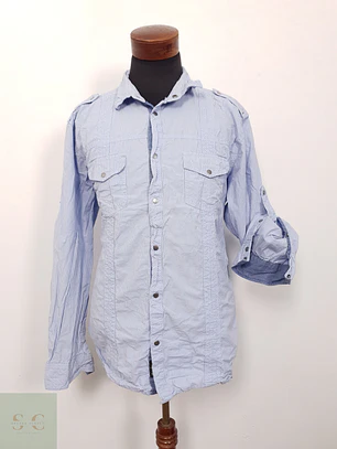 Camisa Hombre Jack & Jones Celeste Rayas Talla XXL