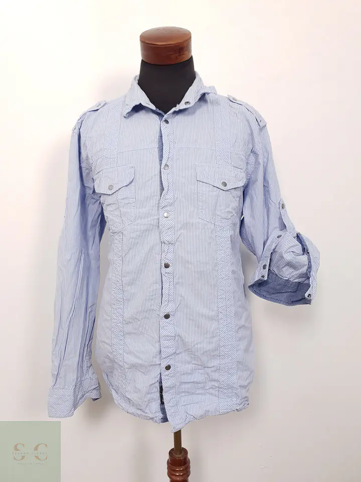 Camisa Hombre Jack & Jones Celeste Rayas Talla XXL 1