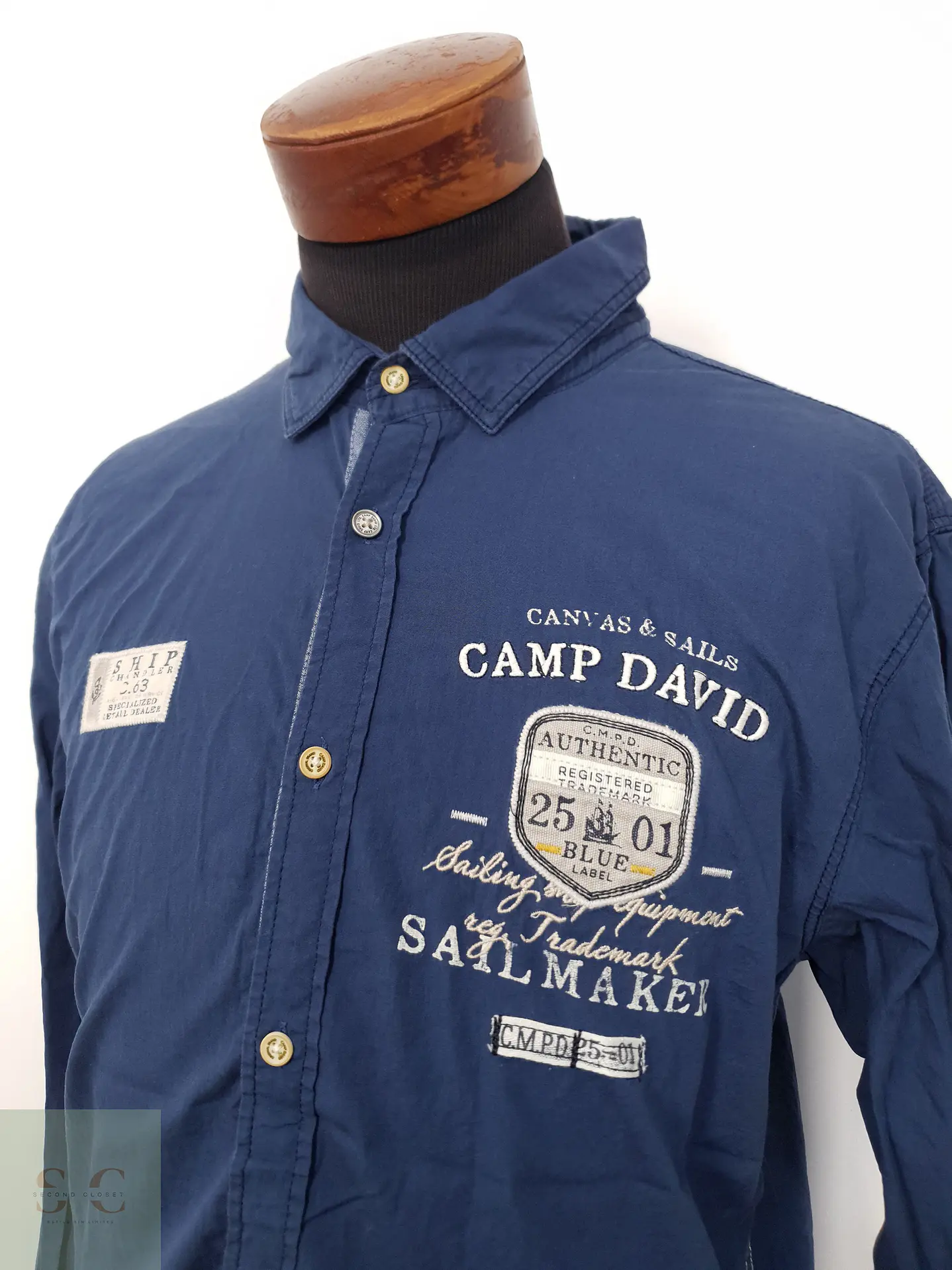 Camisa Hombre Camp David Azul Letras Talla L 2