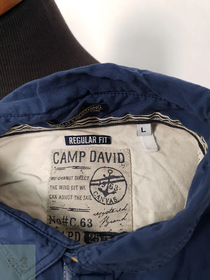 Camisa Hombre Camp David Azul Letras Talla L 3