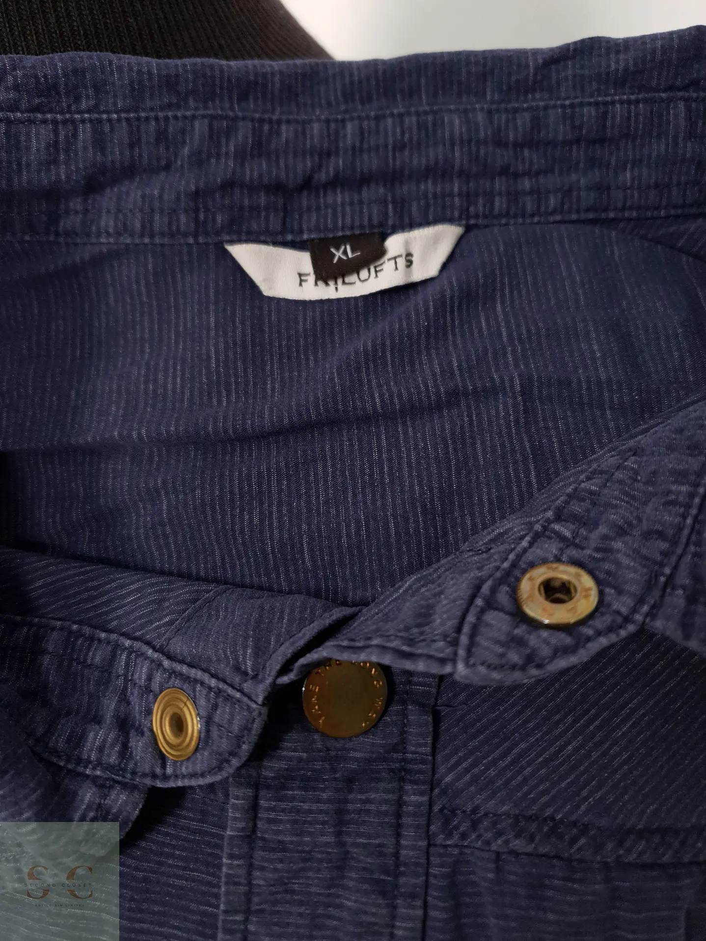 Camisa Hombre Luft Azul XL Liso Boton Dorado Talla XL 3