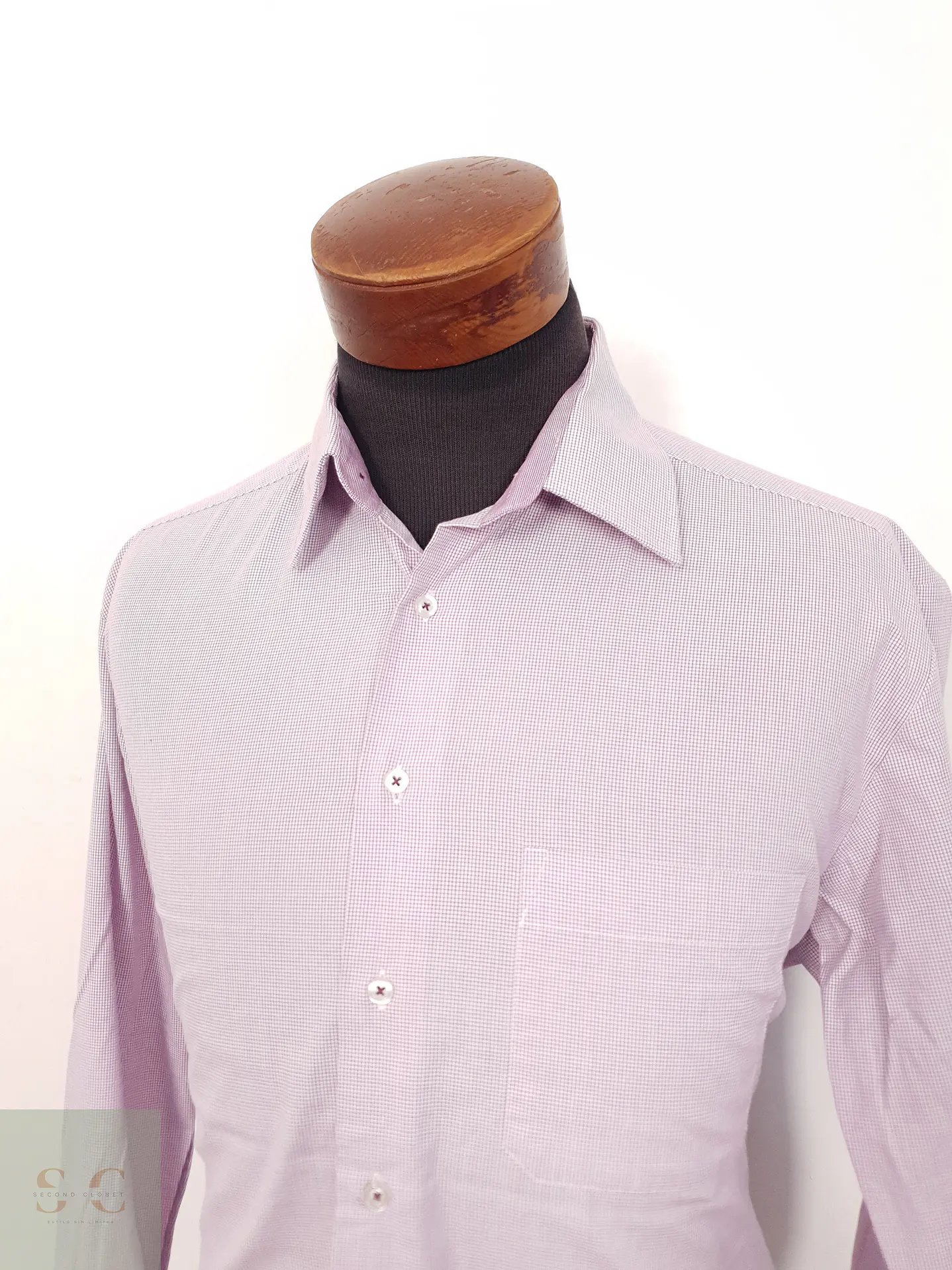 Camisa Hombre Nobel Ligue Rosa Microcuadros Talla L 2
