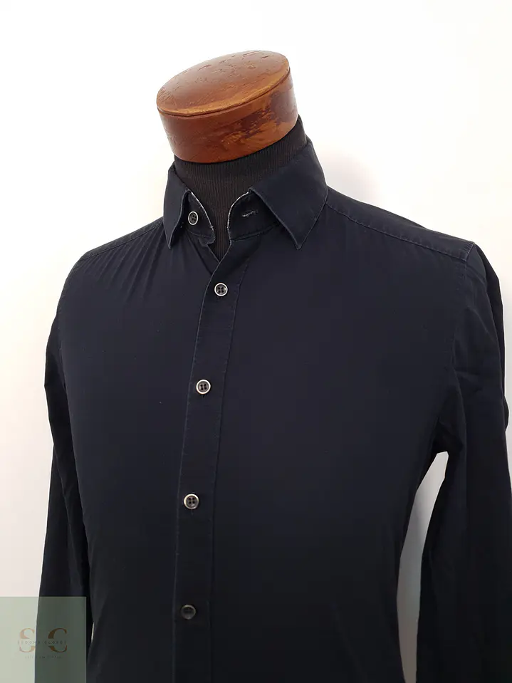 Camisa Hombre Olymp Negro Liso Talla S 2