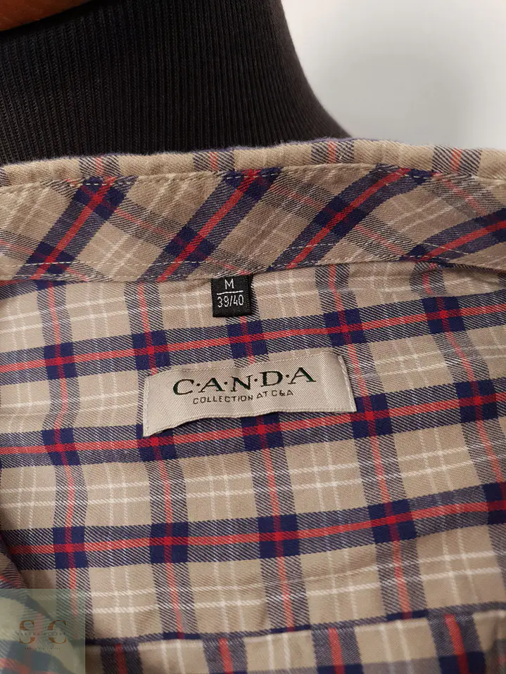 Camisa Hombre Canda Rojo Beige Azul Cuadros Talla M 3