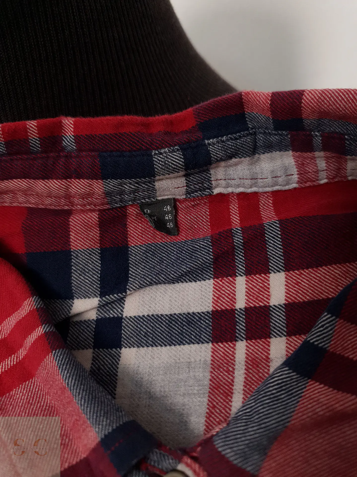 Camisa Hombre Vintage Rojo Azul Cuadros Talla M 3