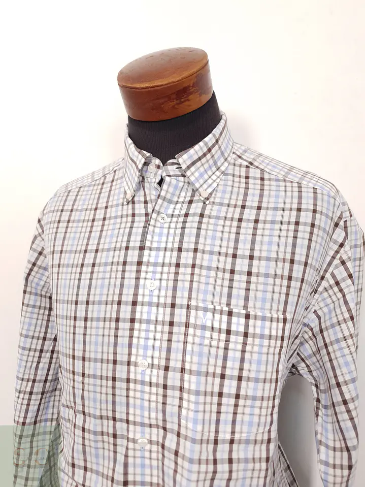 Camisa Hombre Marvelis Celeste Marron Cuadros Talla L 2