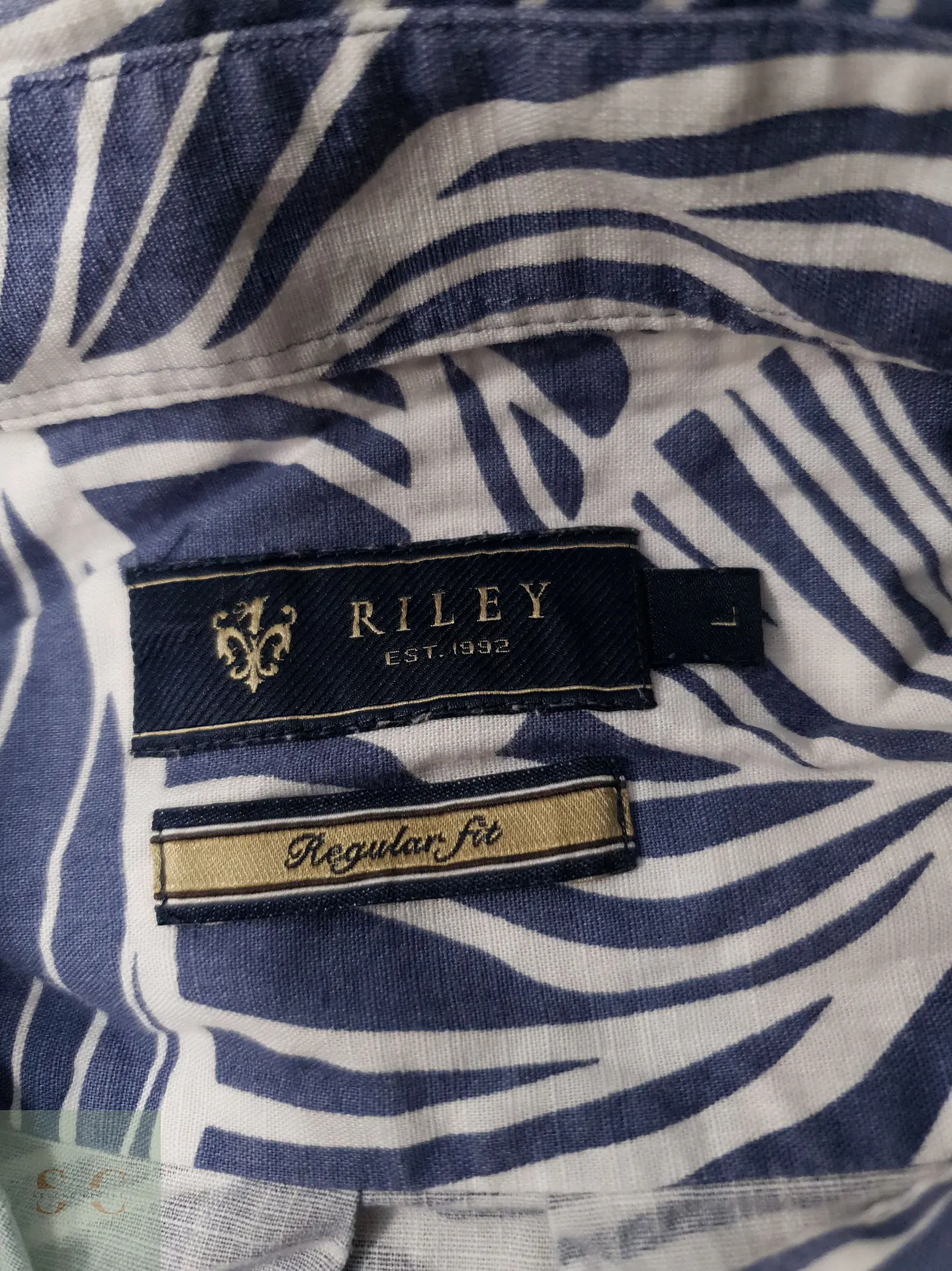 Camisa Hombre Riley Celeste Hojas Talla L 2