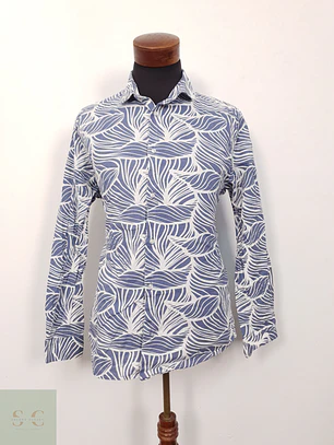 Camisa Hombre Riley Celeste Hojas Talla L