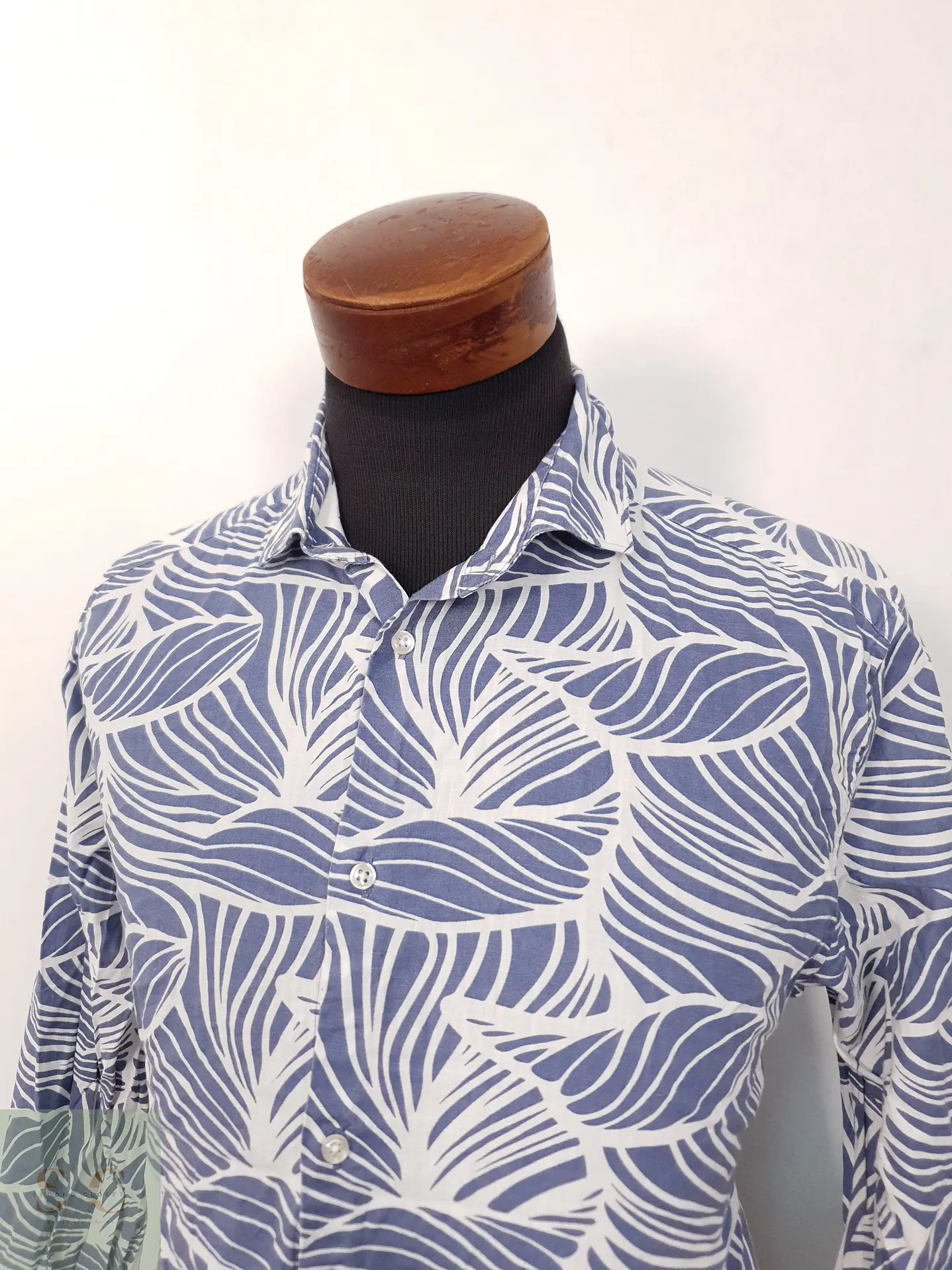 Camisa Hombre Riley Celeste Hojas Talla L 3