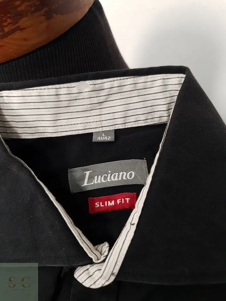 Camisa Hombre Luciano Negro Liso Talla L 3