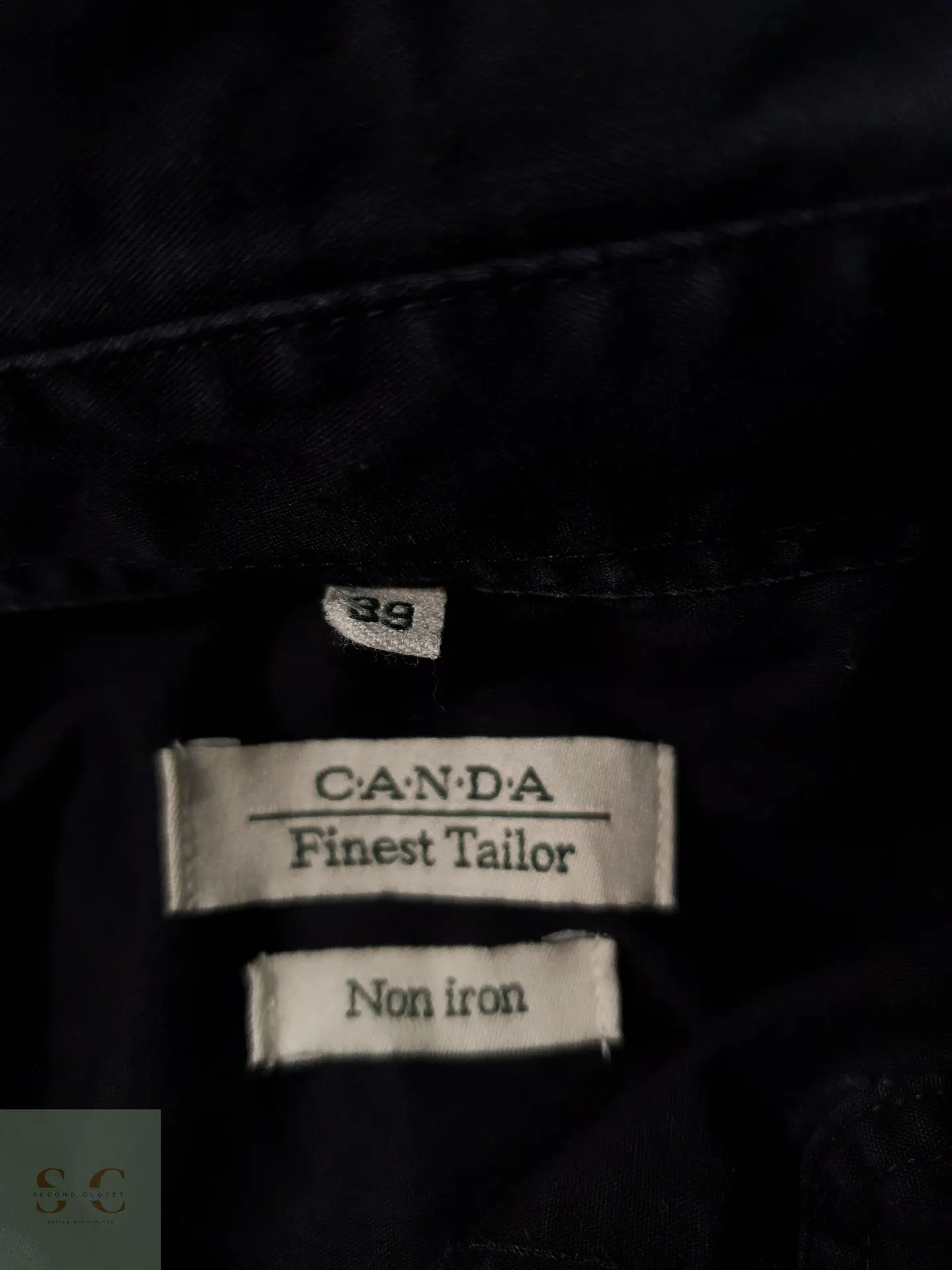 Camisa Hombre Canda Negro Liso Talla M 2