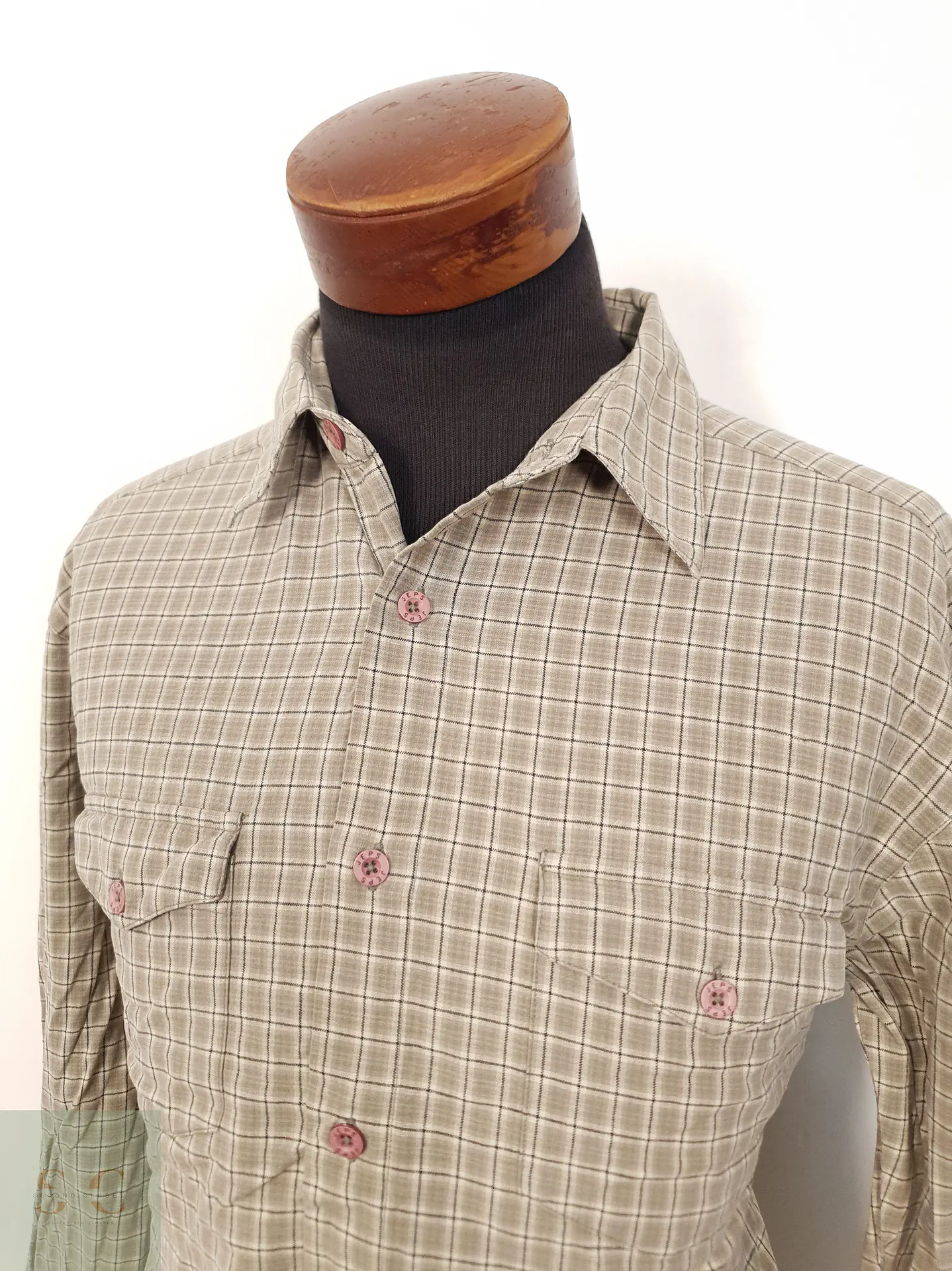 Camisa Hombre Jeps Beige Cuadros Talla L 2