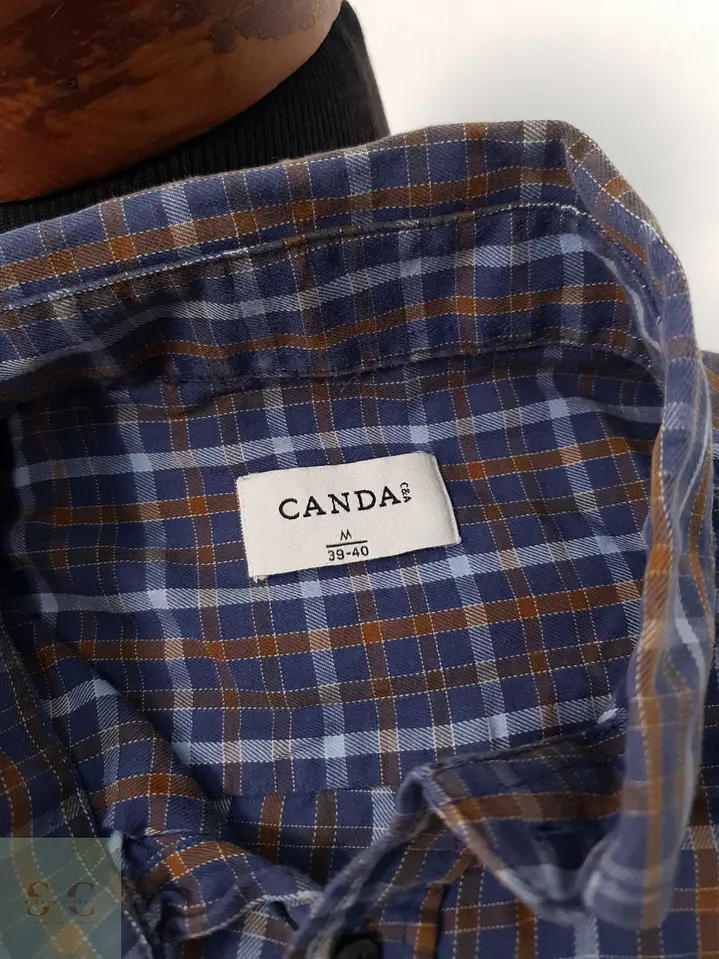 Camisa Hombre Canda Azul Café Cuadros Talla M 3