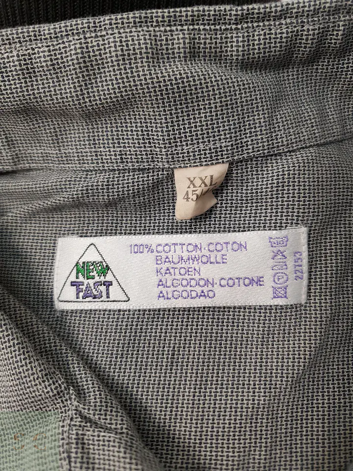 Camisa Hombre Vintage Gris Microcuadros Talla XXL 2