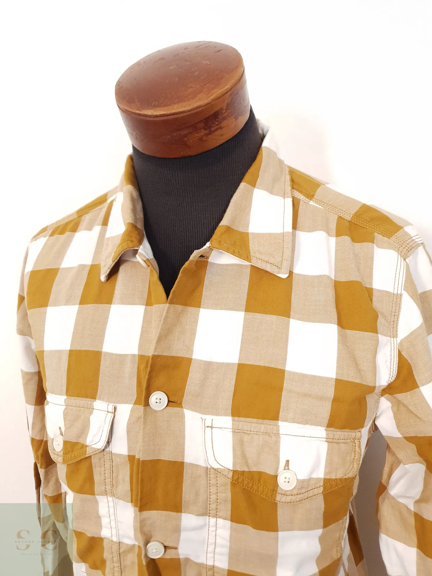 Camisa Hombre Hugo Boss Café Blanco Cuadros Talla M 2