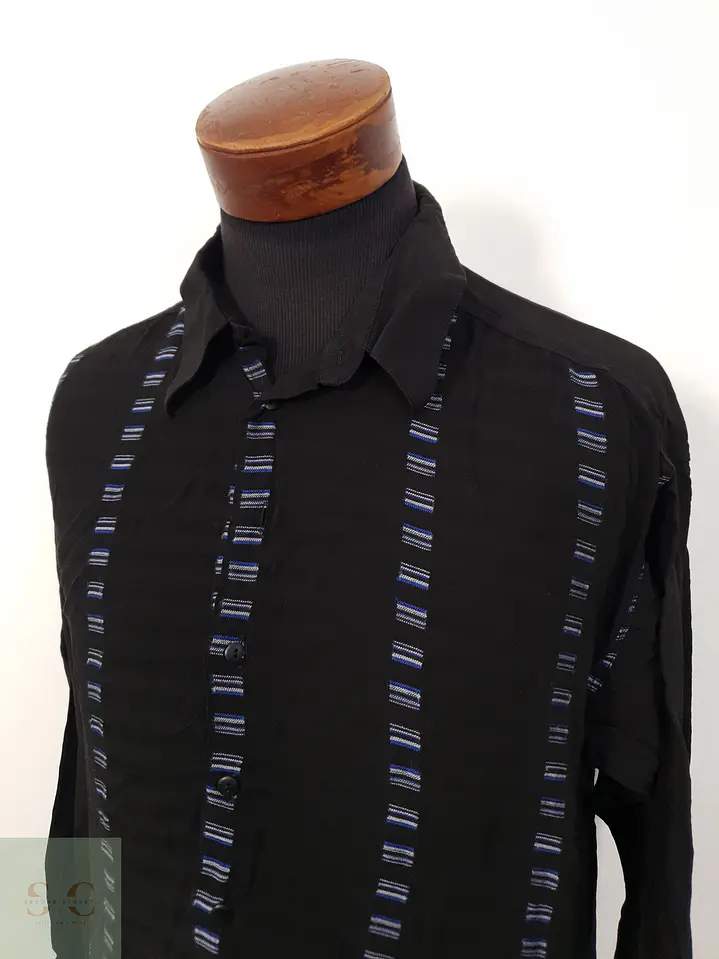 Camisa Hombre Vintage Negro Talla L 2