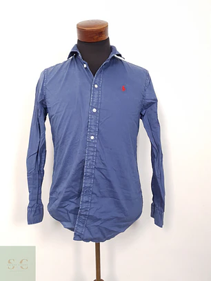 Camisa Hombre Polo Ralph Lauren Azul Liso Talla XS