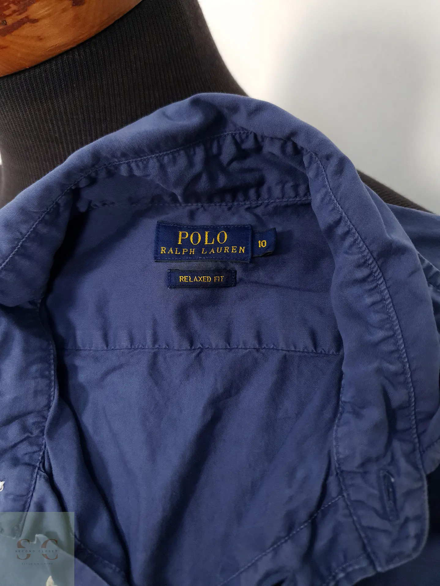 Camisa Hombre Polo Ralph Lauren Azul Liso Talla XS 2