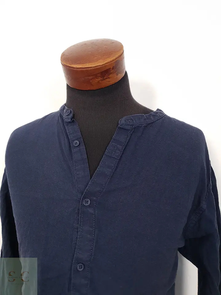 Camisa Hombre Jean Pascale Azul Liso Mezcla Lino Talla XXL 2