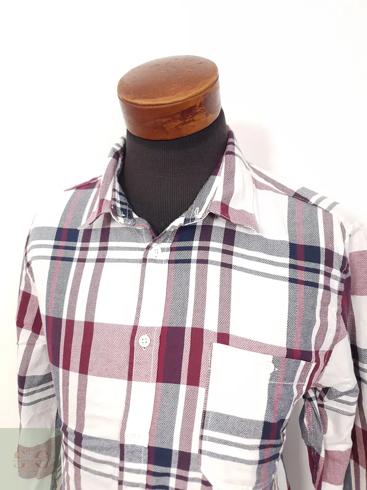 Camisa Hombre Angelo Litrico Blanco Burdeos Cuadros Grandes Talla XL 2