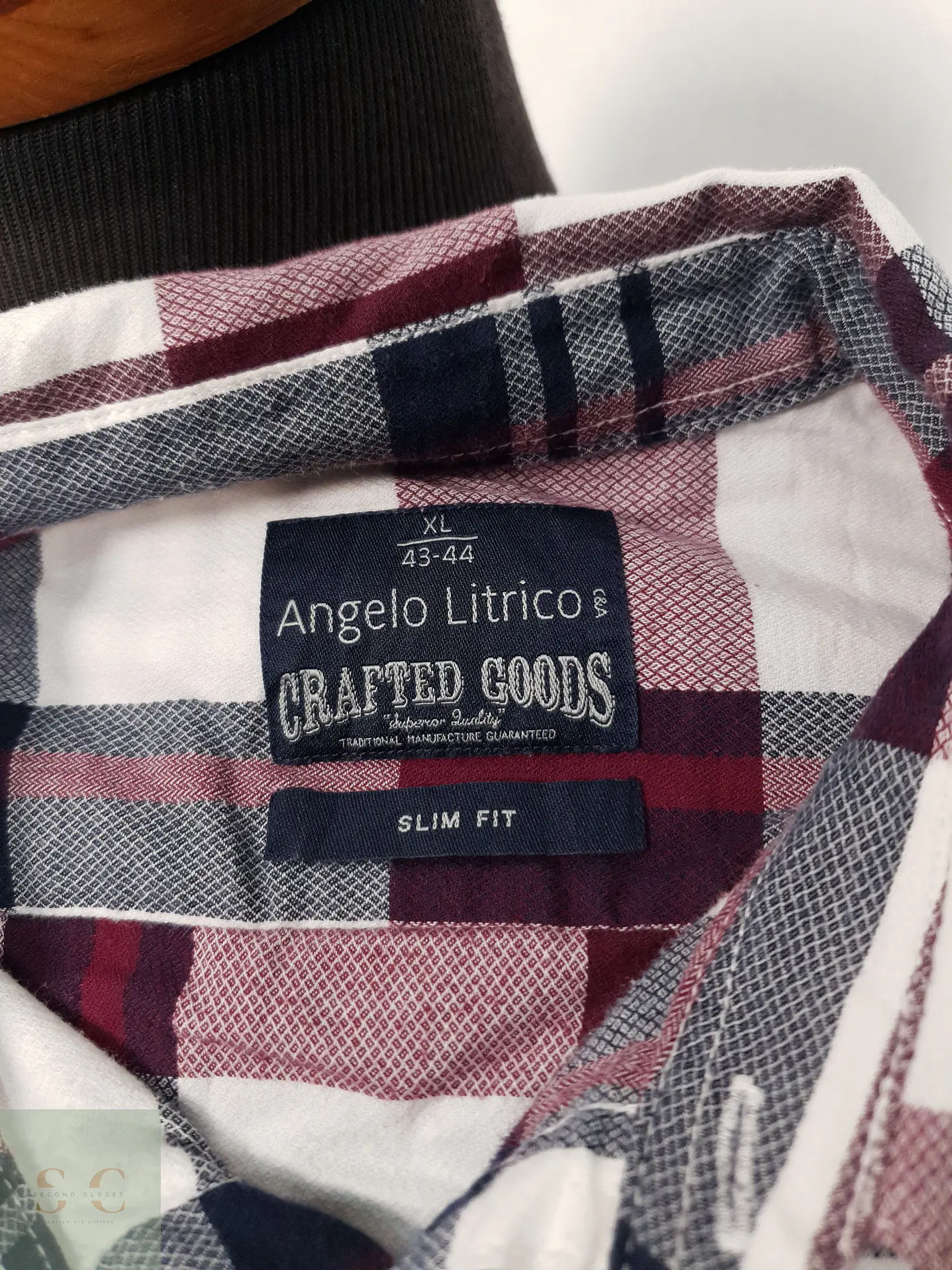 Camisa Hombre Angelo Litrico Blanco Burdeos Cuadros Grandes Talla XL 3