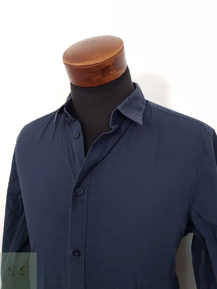 Camisa Hombre H&M Azul Liso Talla L 2