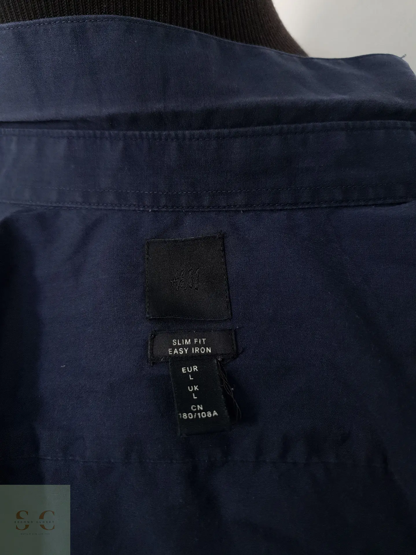 Camisa Hombre H&M Azul Liso Talla L 3