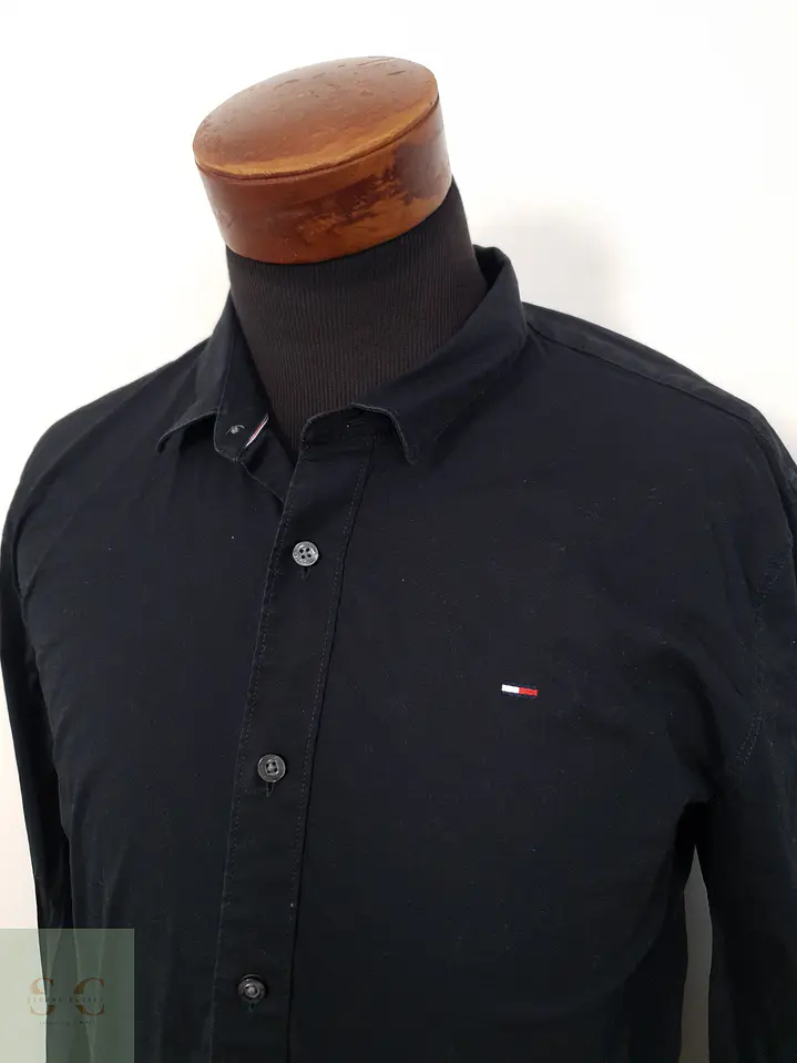 Camisa Hombre Tommy Hilfiger Negro Liso Talla XXL SLIM 2