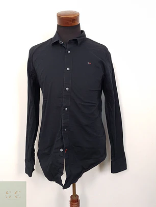 Camisa Hombre Tommy Hilfiger Negro Liso Talla XXL SLIM